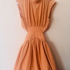 Commense Orange Maxi Dress with Flutter Cap Sleeves